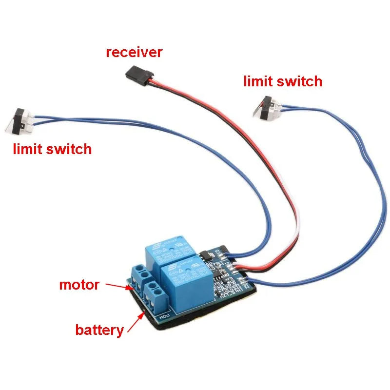 4PCS Brushed Motor Forward Reverse Rotation Controller Relay Module Dual-way Stopper Limit Switch for RC Aircraft 5-12V Receiver