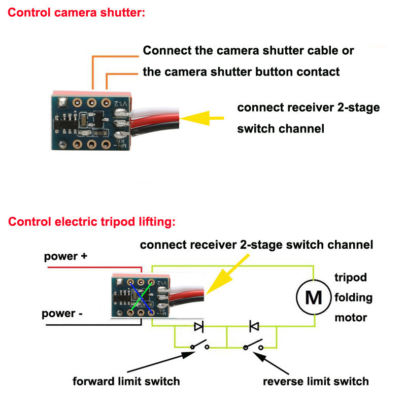 4PCS Max Current 1A DPDT Relay PWM Switch Support 5V Receiver Electronic On-off Module fo Remote Control Drone Model Light Controller