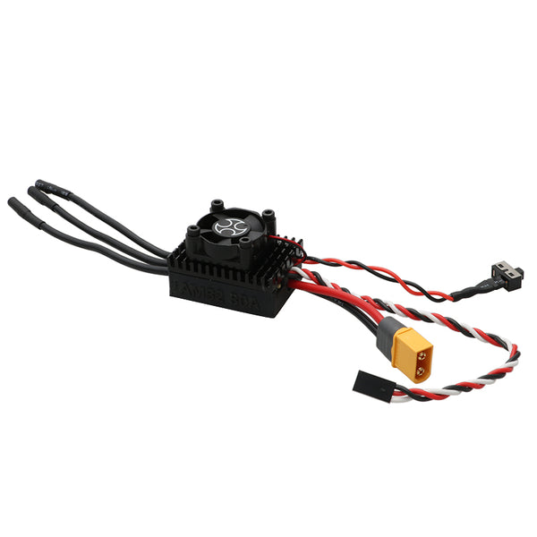 1PCS AM32 Brushless ESC with Cooling Fan 2-4S 80A Large Current Electronic Speed Controller w XT60 Power Connector/3.5mm Banana Plug