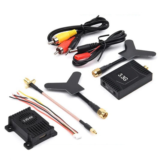 1Set FPV RC Drone VTX 3.3G 4W Transmitter VRX 3.3G Receiver 7V-36V 16CH Analog Image Transmission Module for Security Monitoring