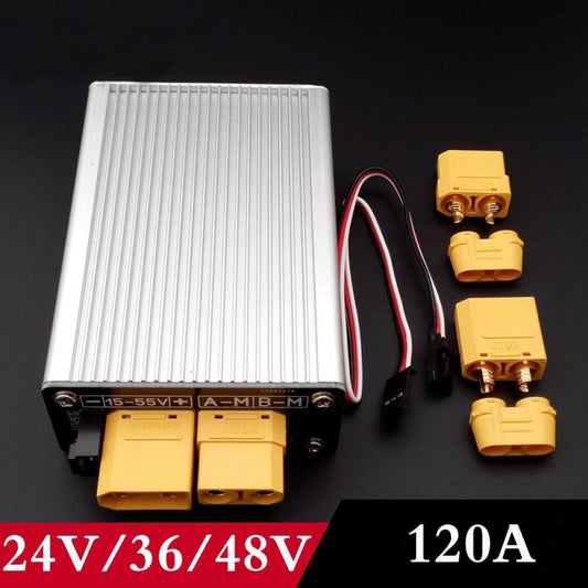 1PCS 12V 24V 36V 48V Dual-way Brushed ESC 3S-12S 120A High Voltage Speed Controller with XT90 Plug for RC Crawler Car Model Boat