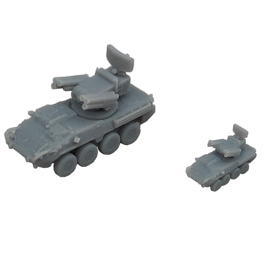 5PCS Stryker Anti-aircraft Missile Vehicle Length 19.7mm/9.8mm 1/350 1/700 Scale Resin Model Tank for Hobby Toys DIY Display