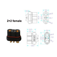 1Pair 2+2 2+4 Male Female Plug 2+4PW Horizontal Joint Power Connector Waterproof High Temperature Resistance Battery Motor Controller Connection Adapter for RC UAV Drone Model