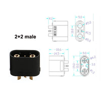 1Pair 2+2 2+4 Male Female Plug 2+4PW Horizontal Joint Power Connector Waterproof High Temperature Resistance Battery Motor Controller Connection Adapter for RC UAV Drone Model