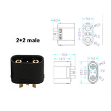 1Pair 2+2 2+4 Male Female Plug 2+4PW Horizontal Joint Power Connector Waterproof High Temperature Resistance Battery Motor Controller Connection Adapter for RC UAV Drone Model