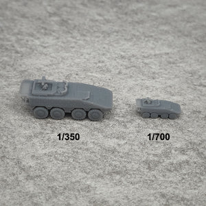 5PCS 1/350 1/700 Scale Boxer Armored Vehicle Length 25.6mm/12.8mm Model Crawler Car Resin Assembly Toys Parts for Hobby Display