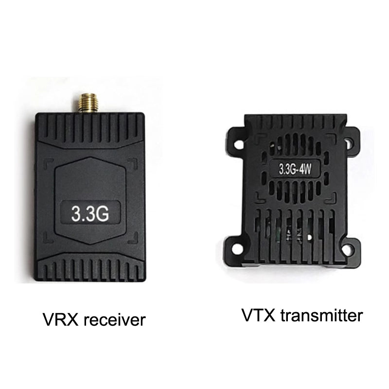 1Set FPV RC Drone VTX 3.3G 4W Transmitter VRX 3.3G Receiver 7V-36V 16CH Analog Image Transmission Module for Security Monitoring