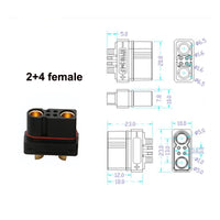 1Pair 2+2 2+4 Male Female Plug 2+4PW Horizontal Joint Power Connector Waterproof High Temperature Resistance Battery Motor Controller Connection Adapter for RC UAV Drone Model