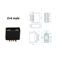 1Pair 2+2 2+4 Male Female Plug 2+4PW Horizontal Joint Power Connector Waterproof High Temperature Resistance Battery Motor Controller Connection Adapter for RC UAV Drone Model