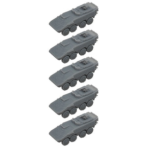 5PCS 1/350 1/700 Scale Boxer Armored Vehicle Length 25.6mm/12.8mm Model Crawler Car Resin Assembly Toys Parts for Hobby Display