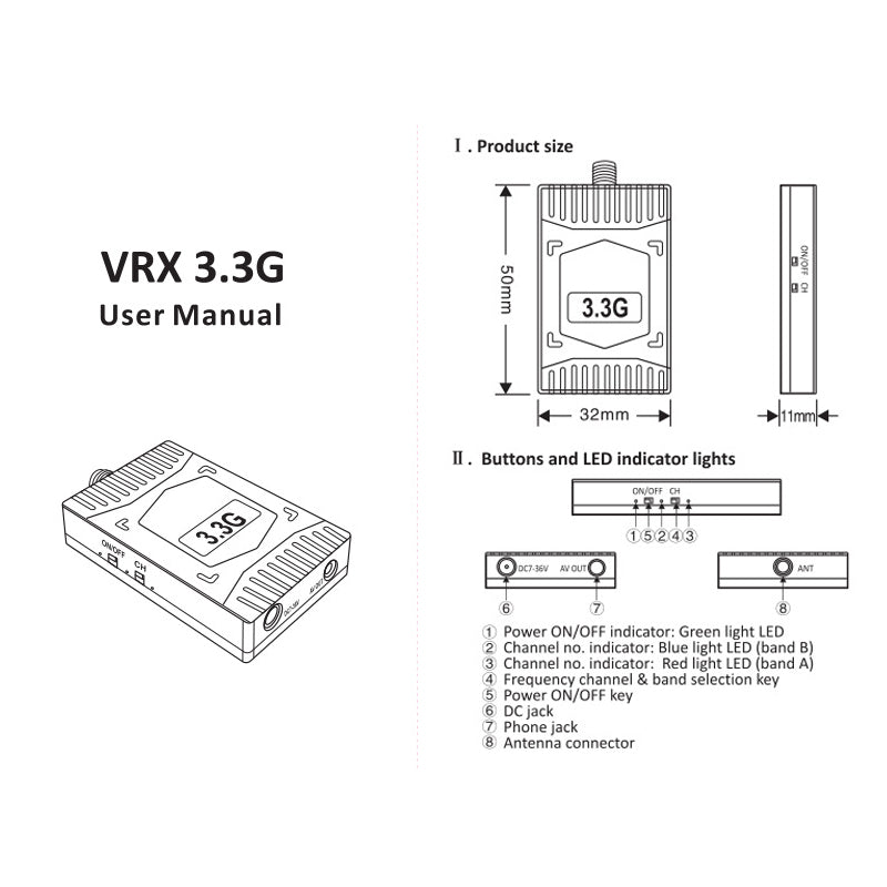 1Set FPV RC Drone VTX 3.3G 4W Transmitter VRX 3.3G Receiver 7V-36V 16CH Analog Image Transmission Module for Security Monitoring