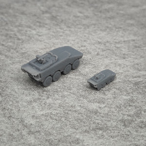 5PCS 1/350 1/700 Scale Boxer Armored Vehicle Length 25.6mm/12.8mm Model Crawler Car Resin Assembly Toys Parts for Hobby Display