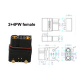 1Pair 2+2 2+4 Male Female Plug 2+4PW Horizontal Joint Power Connector Waterproof High Temperature Resistance Battery Motor Controller Connection Adapter for RC UAV Drone Model