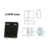 1Pair 2+2 2+4 Male Female Plug 2+4PW Horizontal Joint Power Connector Waterproof High Temperature Resistance Battery Motor Controller Connection Adapter for RC UAV Drone Model