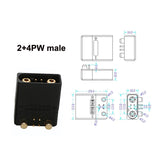 1Pair 2+2 2+4 Male Female Plug 2+4PW Horizontal Joint Power Connector Waterproof High Temperature Resistance Battery Motor Controller Connection Adapter for RC UAV Drone Model