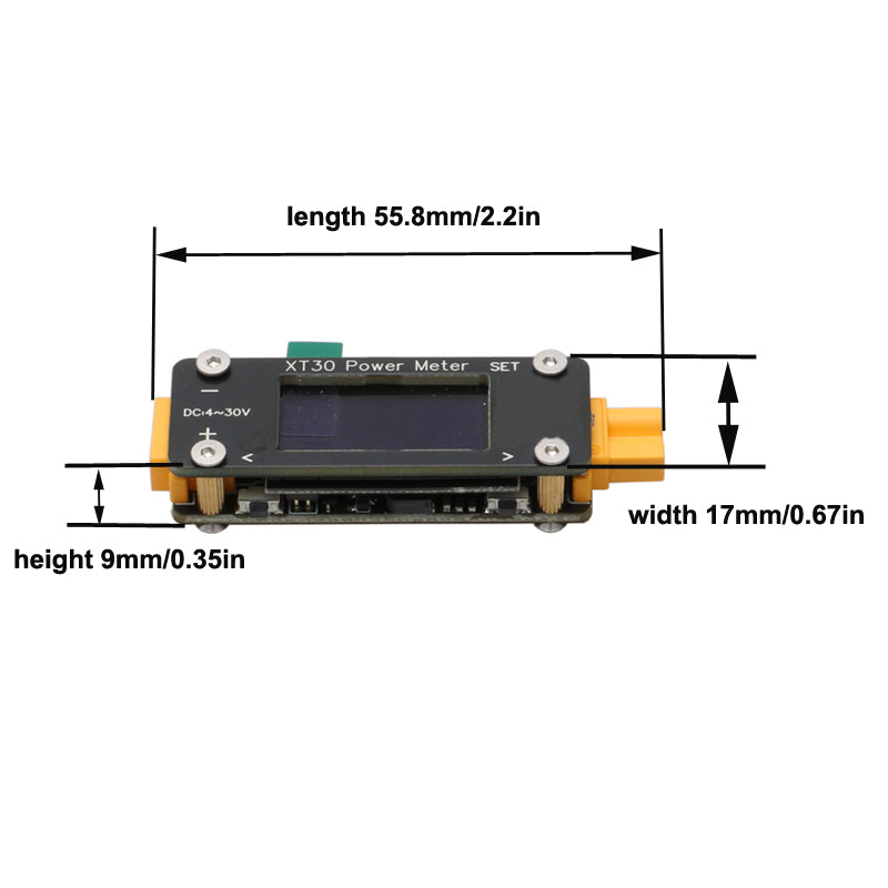 1PCS XT30 Power Meter  1mA-32A Galvanometer Module Current Voltage Display  RC Model Airplane