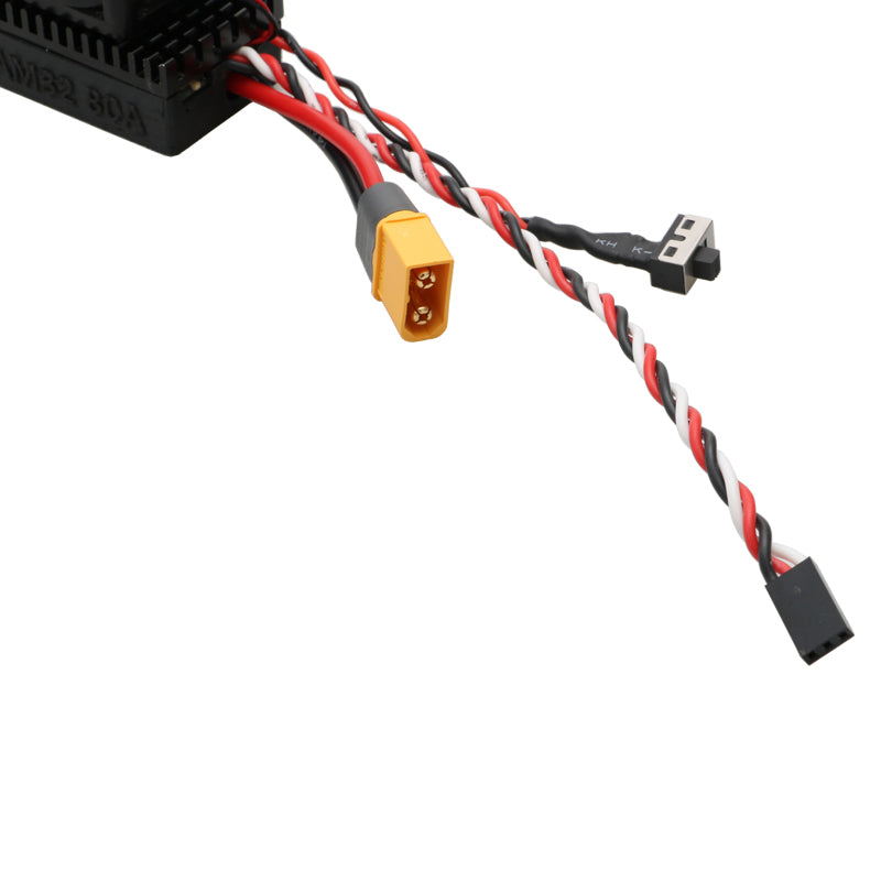 1PCS AM32 Brushless ESC with Cooling Fan 2-4S 80A Large Current Electronic Speed Controller w XT60 Power Connector/3.5mm Banana Plug