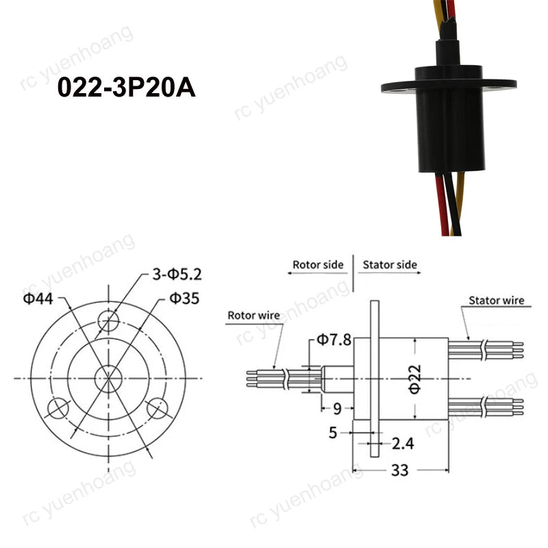 1PCS 3CH 20A Large Current Collector Conductive Slipring High Power Slip Ring with Flange 360 degree Rotation Joint Connector Ring