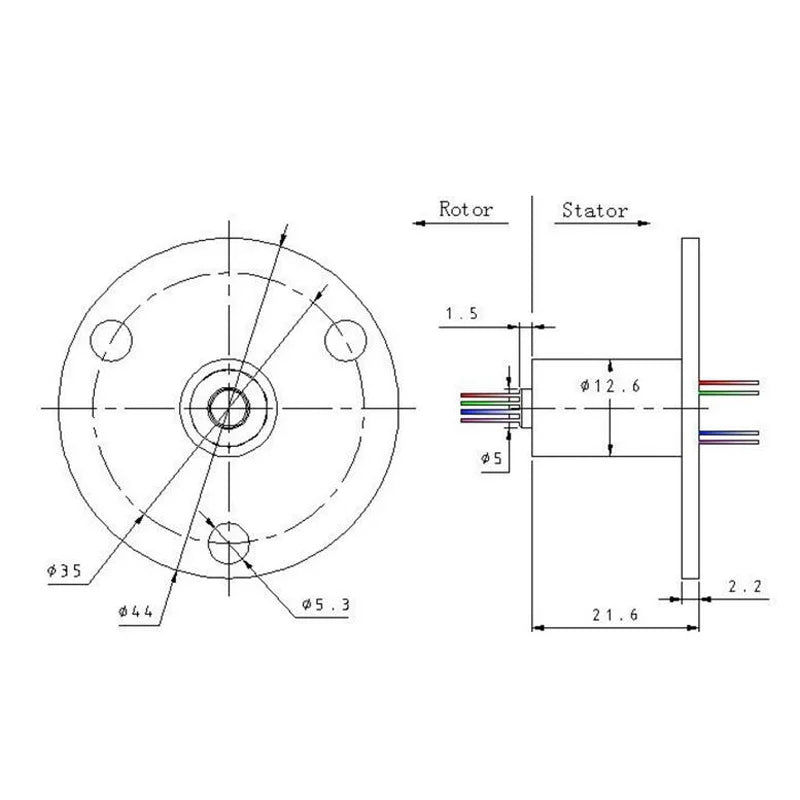 1PCS Outer Dia 12.5mm Conductive Electric Brush Slip Ring 8CH 1.5A Collector Ring 360 Degree Rotation Ring Joint Connector