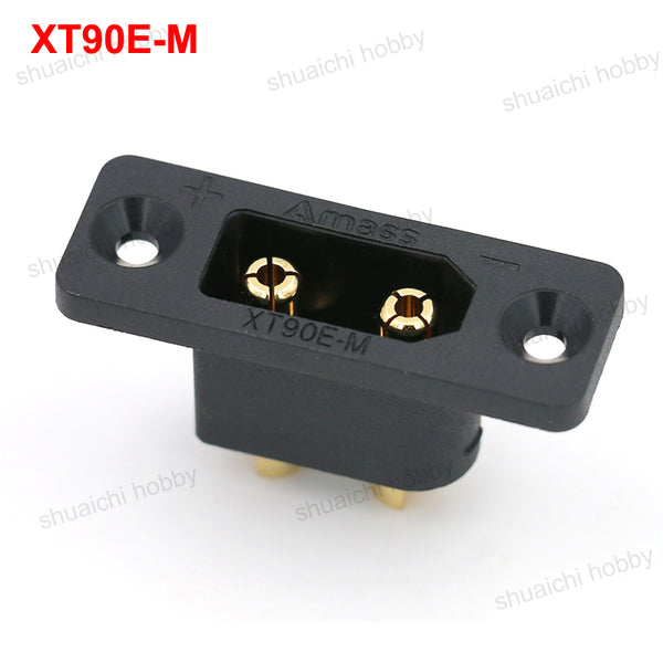 10PCS Amass XT90E-M Male Connector Plug with Fixing Hole