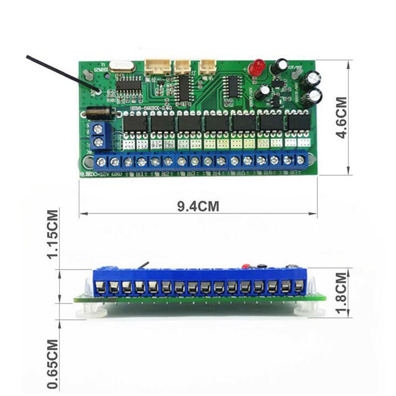 1set 16CH 2.4G Remote Controller 6-12V Receiver Board Wireless Kit for Excavator Car Model