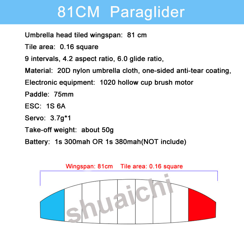 81cm Wireless Remote Control Powered Aerobatics Paraglider RC Paramotor