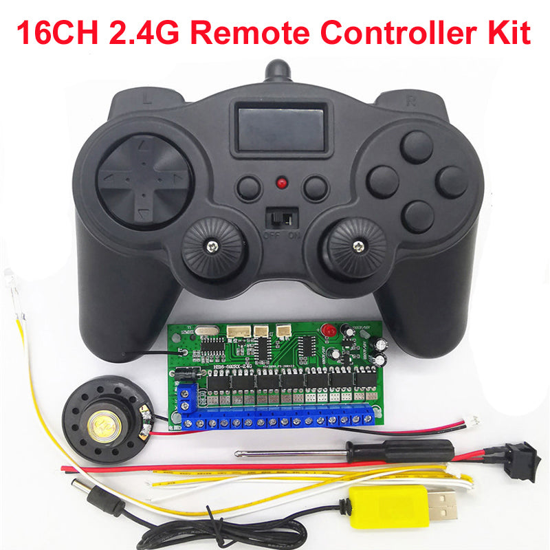 1set 16CH 2.4G Remote Controller 6-12V Receiver Board Wireless Kit for Excavator Car Model