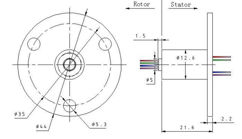 2PCs Slip Ring SRM-12-08D 12.5mm 8CH/8 Wires 1.5A